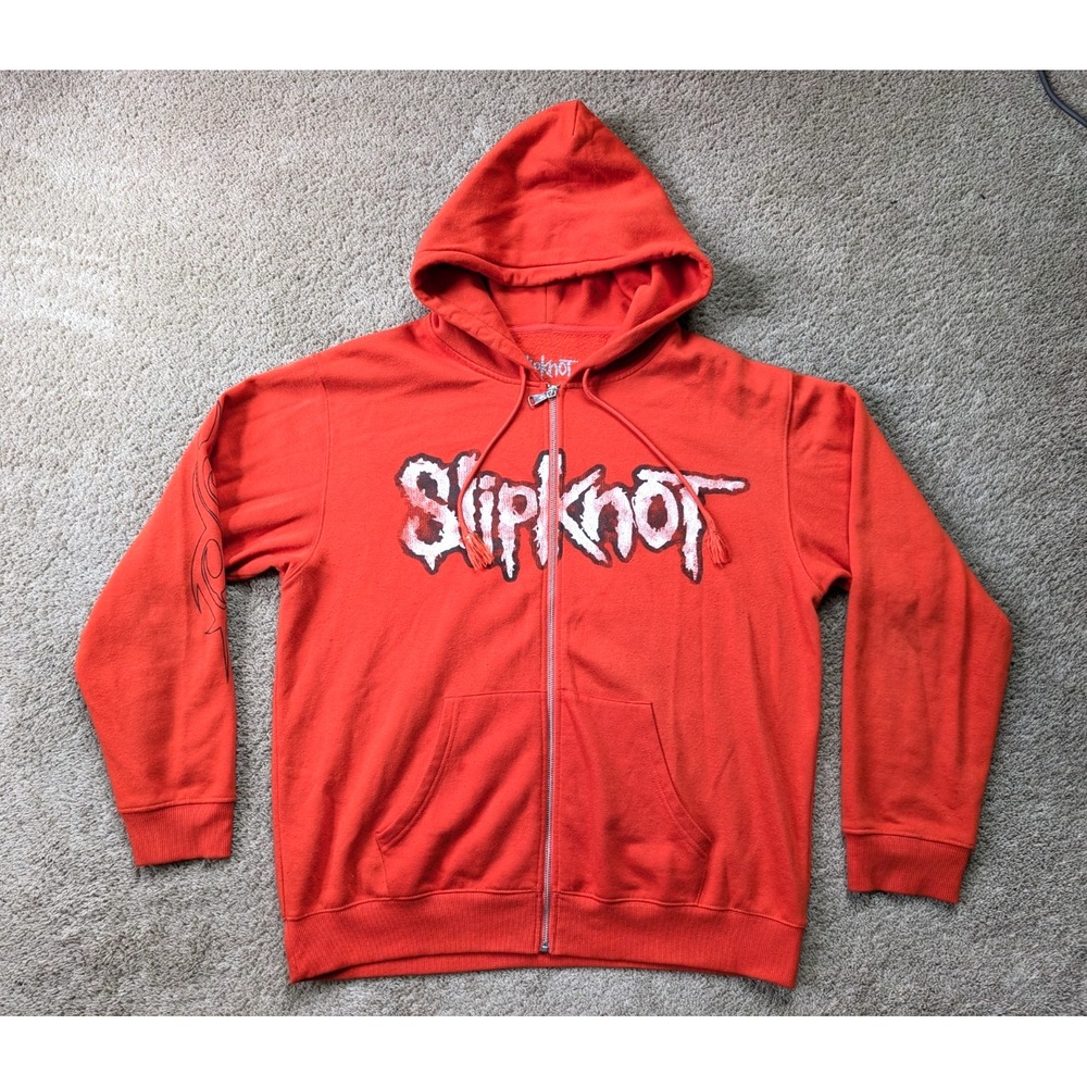 READ Slipknot Hoodie XL Orange Full Zip Double Sided Hot Topic Exclusive Jacket